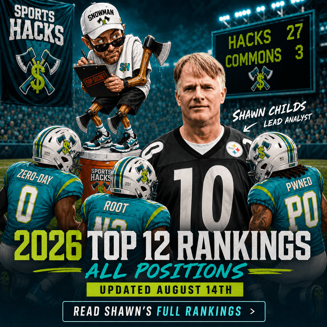 SportsHack graphic: 2026 Top12 Rankings All Positions.