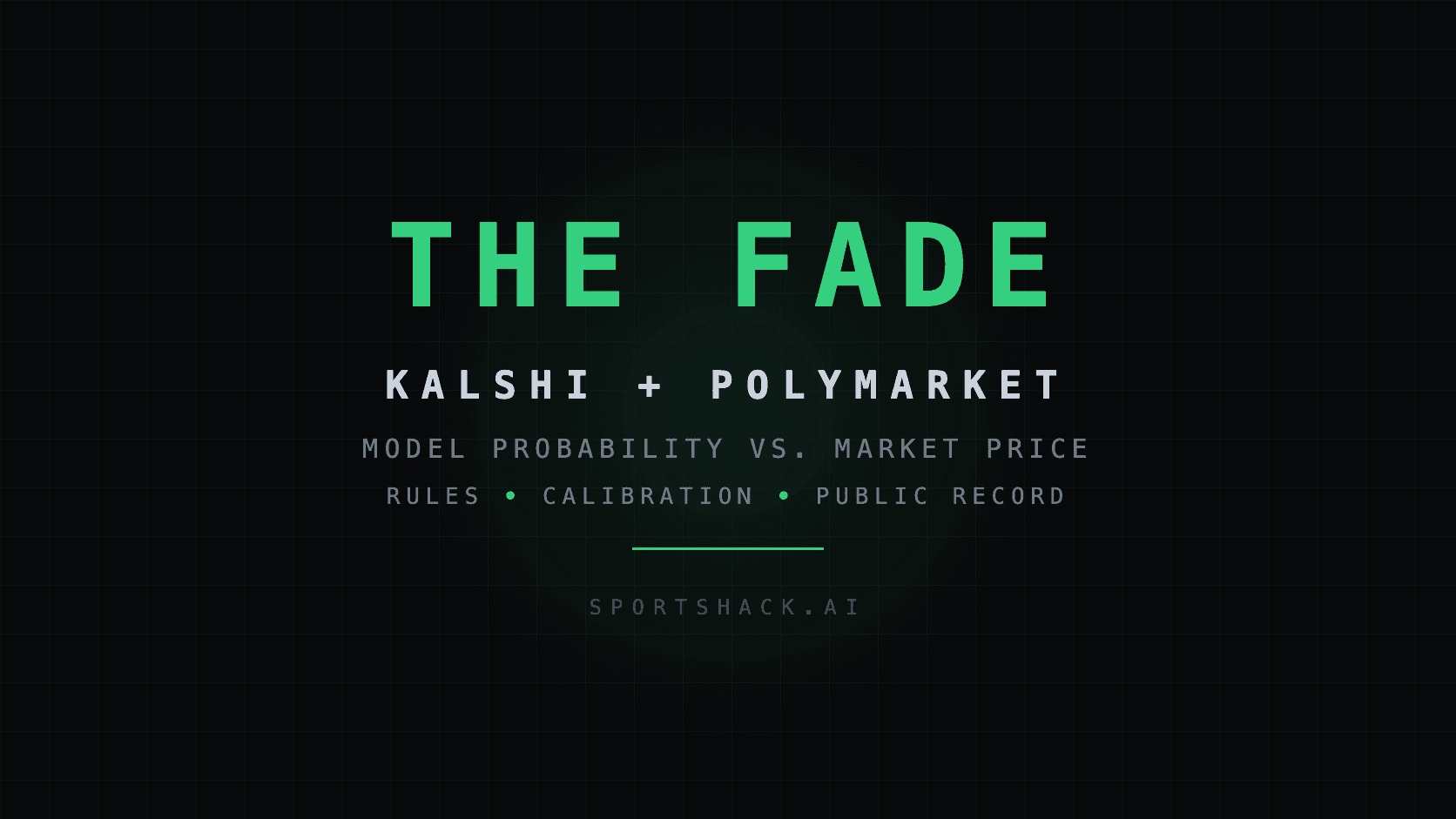SportsHack graphic: The Fade Review: Sportshack’s Fair-Value Layer for Kalshi and Polymarket.